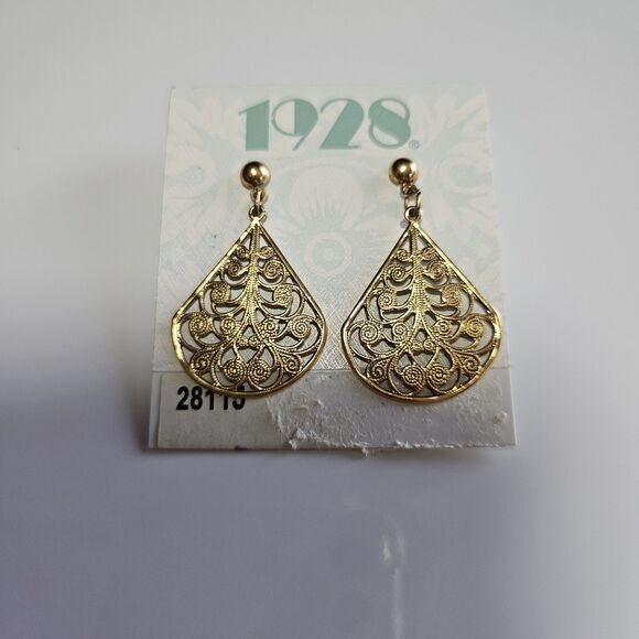 **Final Sale** 1928 Gold Tone Filigree Dangling Earrings Nwt - Picture 12 of 12